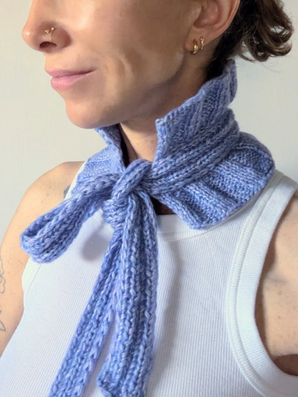 Handmade Crochet Ruffled Ribbon Skinny Scarf Tie Collar Choker Coquette